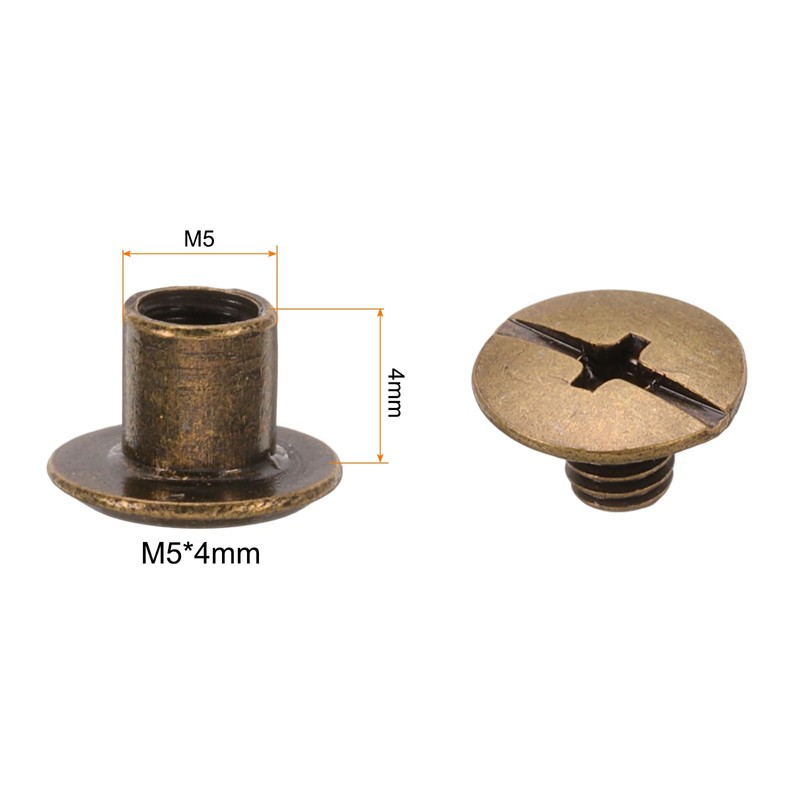 sourcing map 50set M5 x 4mm Chicago Screw Metal Phillips