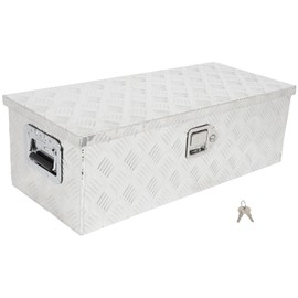 SCITOO 30inch Silver Heavy Duty Aluminum Truck Bed Tool Box Chest Box Aluminum Trailer Tongue Box for Pick Up Truck Bed RV Trailer Tool Box with Lock and Keys