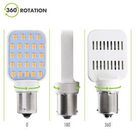 Leisure LED 4 Pack RV Interior LED Light Rotating Bulb Super Bright 312 Lumen 1141 1156 BA15S 24-SMD Camper Trailer Lamp Bulb 10-30V Warm White (4-Pack)