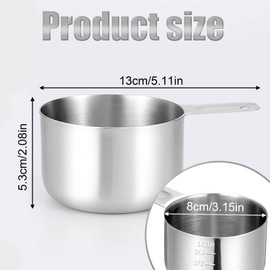 Stainless Steel Measuring Cup, 1 Cup Rice Measuring Cups (8 oz | 240 ml), Single Measure Cups, Kitchen Gadgets, Metal Measure Scoop for Cooking Baking, Laundry Detergent, Wet and Dry Ingredients