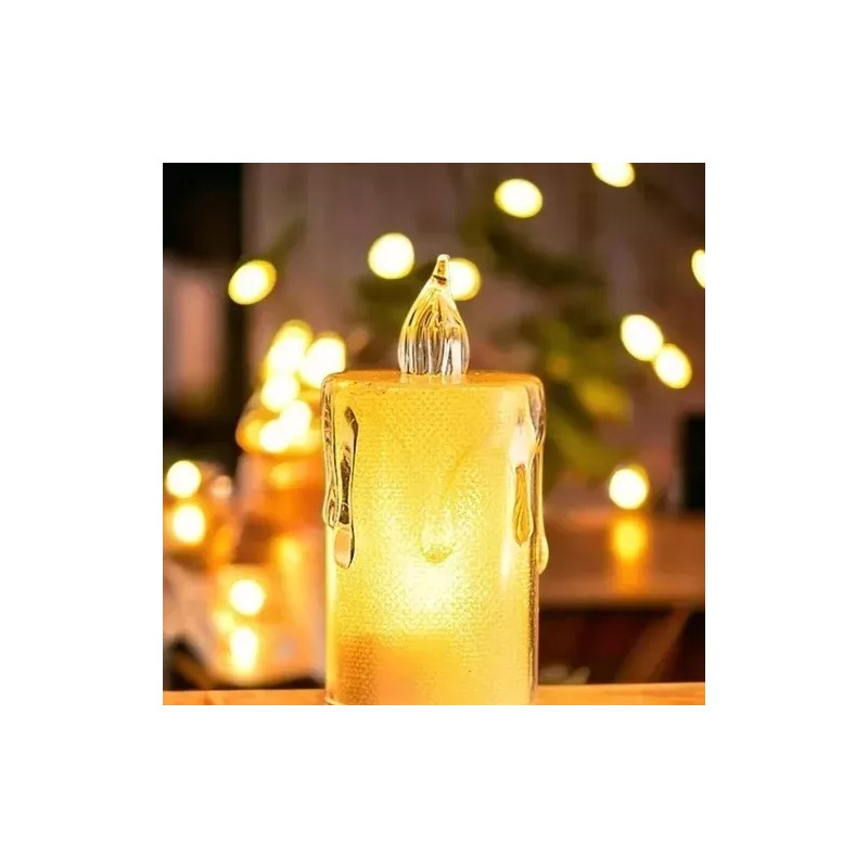 VELA PARPADEANTE 24 Velas Led Decorativas Lagrimas Transparentes Boda Fiesta