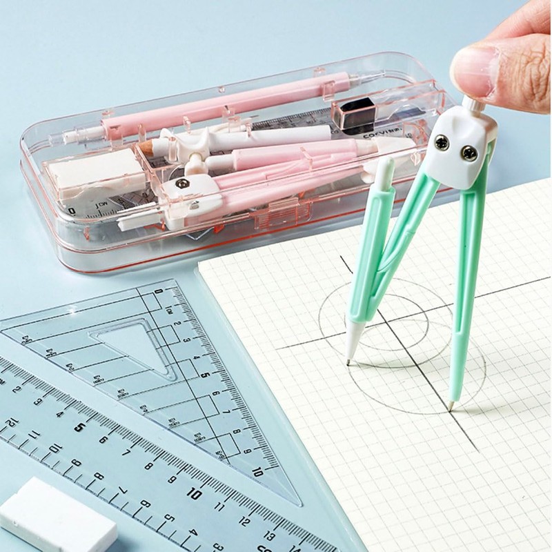 Protractor Triangle Ruler Set, Geometric Compass Set, Math Set, Set