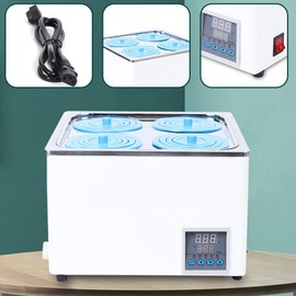 Lab Water Bath Heater,4 Holes Digital Thermostatic Water Bath Constant Temperature with Timing, 12L Capacity for Laboratory US Stock