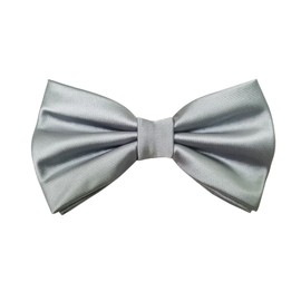 Mens Pre-tied Solid Color Formal Bowties Banded Bow Ties (Light Grey)