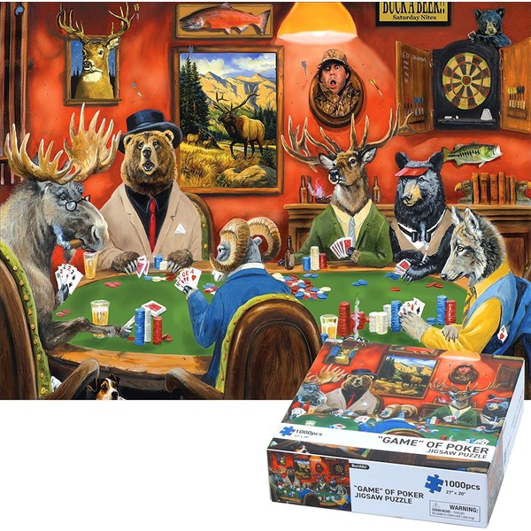 BUNMO 1000 Piece Puzzle for Adults. Puzzles for Adults 1000 Piece - Game of Poker - 1000 Piece Puzzles Have Unique Pieces That Fit Together Perfectly. 1000 Piece Puzzles for Adults.