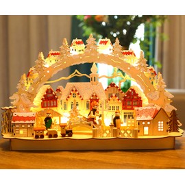 BRUBAKER Christmas LED Light Arch - Old Town Winter Scene - 17.7 x 4.7 x 10.6 Inches