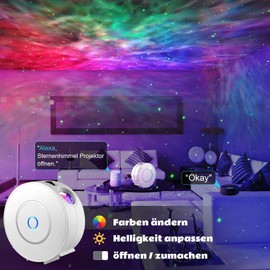 LED Smart Starry Sky Projector, MILFECH WiFi Star Projector Lamp RGB Dimming with 3D Galaxy, Voice Control and Timer, Compatible with Alexa Google Assistant, Night Light for Children, Party, Christmas