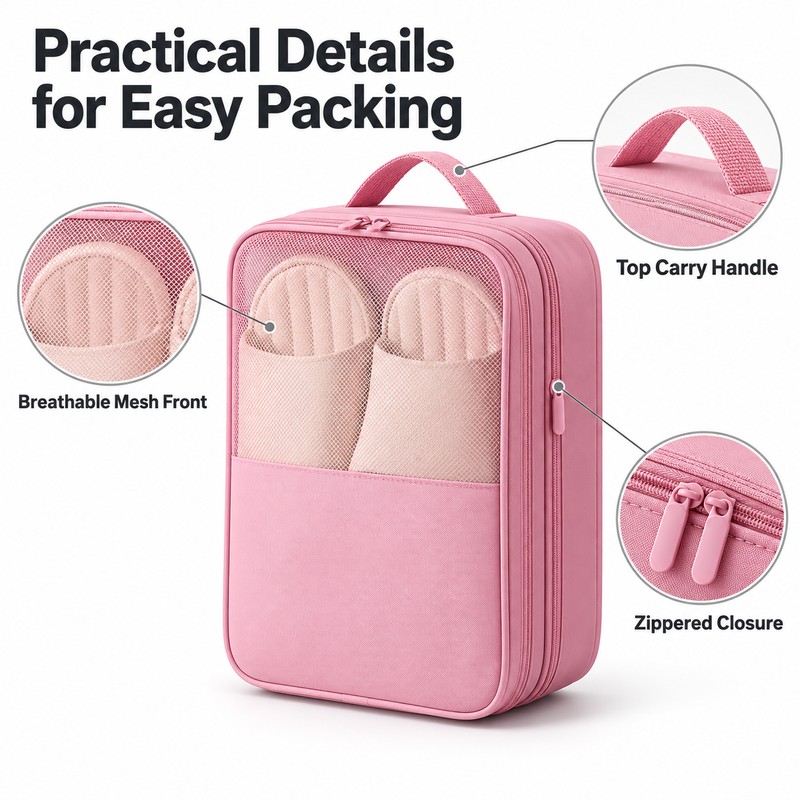 Travel Shoe Organizer Bag for Packing Up to 3 Pairs