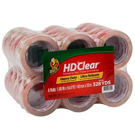 Duck HD - Cinta de embalaje transparente – 24 rollos, 1312 yardas – Cinta de embalaje resistente para envío, envío, mudanza y almacenamiento – Recambios de cinta de embalaje transparente y fuerte para cajas – 1.88 pulgadas x 54.6 Yd. (393730)