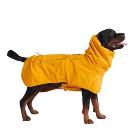 Spark Paws Dog Raincoat, Waterproof Windproof Rain Jacket, for Small Medium Large Extra Large Dogs, Reflective Breathable Full-Body Coverage Dry Suit - Mustard Yellow - 4XL