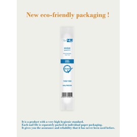 Set of 10 pcs Professional Nail Files Half Moon Double Sided Emery Board Nail4U 100/180 grit Nail File Zebra Manicure Pedicure