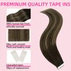 FUOTONBUTY Tape in Hair Extensions Human Hair Double Stitched Invisible