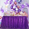 B-COOL Sequin Tablecloth Christmas Tablecloths 90x156 Inch Seamless Purple Table