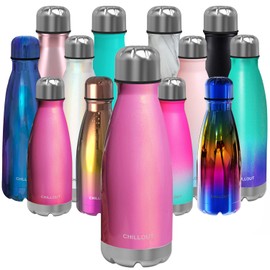 CHILLOUT LIFE Stainless Steel Water Bottle for Kids School: 12 oz Double Wall Insulated Cola Bottle Shape for Cold and Warm Drinks, BPA Free Metal Sports Bottle for Boys, Girls & Women