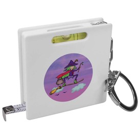 'Witch Riding Broomstick' Keyring Tape Measure/Spirit Level Tool (KM00041761)