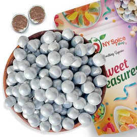 NY Spice Shop Silver Shimmer Sixlets Candy - 1 Pound Holiday Shimmer Chocolate Balls - Silver Themed Event Candies for Holiday Snack Mix Treats, Seasonal Candy Buffet & Party Favor