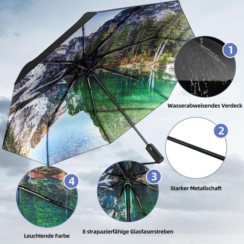 ZUOYOUZ Folding Umbrellas, Compact Portable Auto Folding Umbrella with Cute