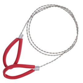 Hand Pocket String Rope Saw, Red Stainless Steel Cable Saw Metal Wire Saws PVC Pipes Cable Saws 32.4 Inch Heavy Duty Emergency Pocket Size Outdoor Tool for Camping Hiking Cutting Wood Hunting