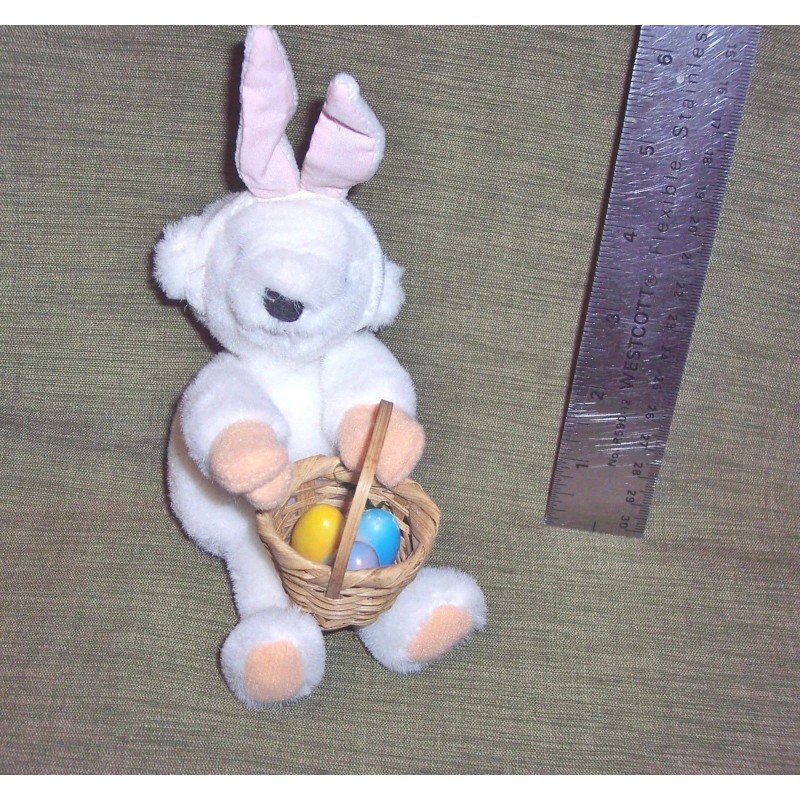 Dan Dee TEDDY BEAR CLIP-ON WHITE BUNNY EARS EASTER EGG