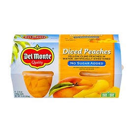 Del Monte Diced Peaches No Sugar Added 4 - 3.75 oz cups (Pack of 6)