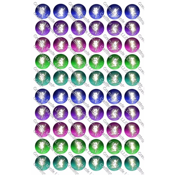 Crafting Mania LLC 60 Precut 1" Fairy Silhouette Bottle cap
