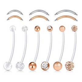 D.Bella Pregnancy Belly Button Piercing with Replacement Balls 38 mm Flexible Bioplast Pregnancy Belly Button Piercing for Women 14G, Metal