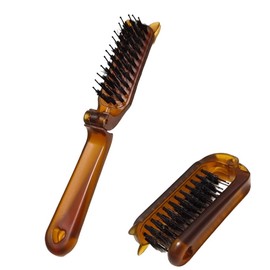 YUHENGCT Hair Brush, Pig Bristle, 180° Foldable, Static Removal Brush, Comb, Scalp, Comb, Hair Smooth, Portable Brush, Suitable for All Hair Types, Scalp Massage, Unisex (Brown)