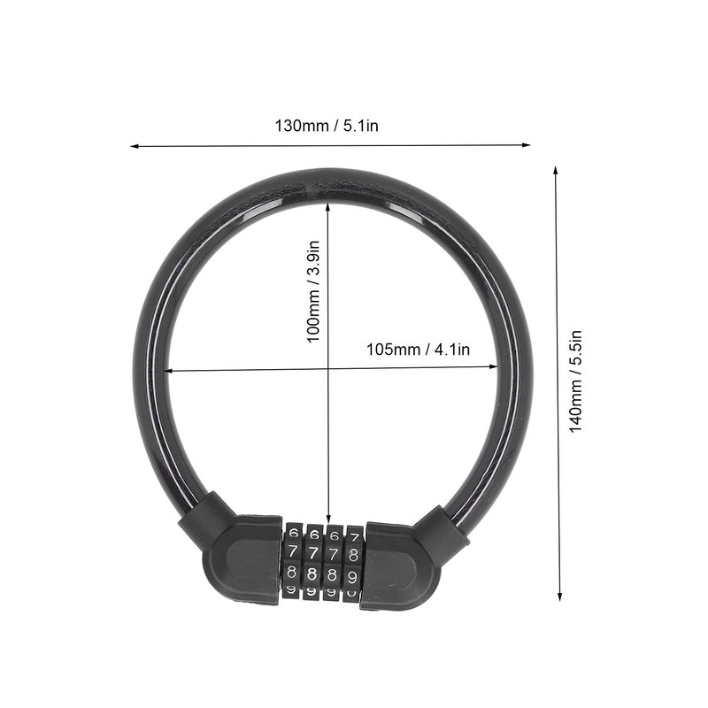 Combinación de Bloqueo de Cable de Bicicleta, Cable de Acero