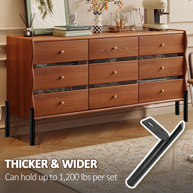 LifCratms 4Pcs Metal Furniture Legs 5 Inch, Matte Black Heavy