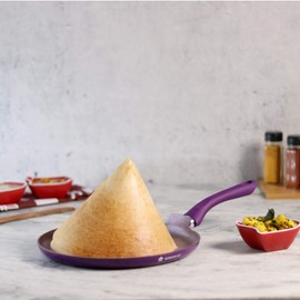 Wonderchef Royal Velvet Non-Stick, PFOA-Free and Nickel-Free Aluminum Indian Cooking Dosa Tawa Crepe Pan, 28cm, Violet