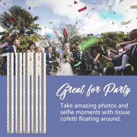 BATTIFE 7Pack Confetti Wands, Colorful Confetti Shoots Poppers, Tissue Paper Confetti Flick Flutter Sticks for Wedding Celebrations, Anniversary, Birthday, Multi-Color, 14 inch