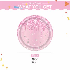 ZSYIULIA 16 Pack 7 Inch Premium Pink Paper Plates - Disposable Pink Tableware for Birthday Party Decorations, Tea Parties & Celebrations