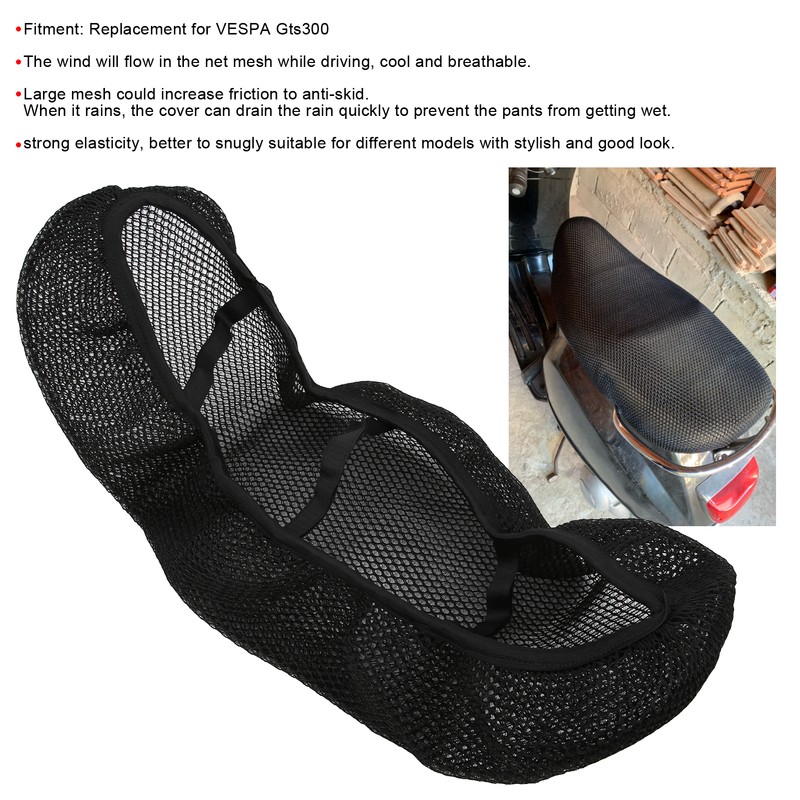 Motorcycle Seat Covers 3 Dimensional Breathable Design Mesh Black Replacement