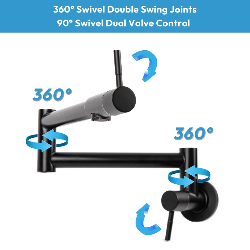 ZTT Stainless Stretchable Double Joint Swing Arm Pot Filler Rotatable