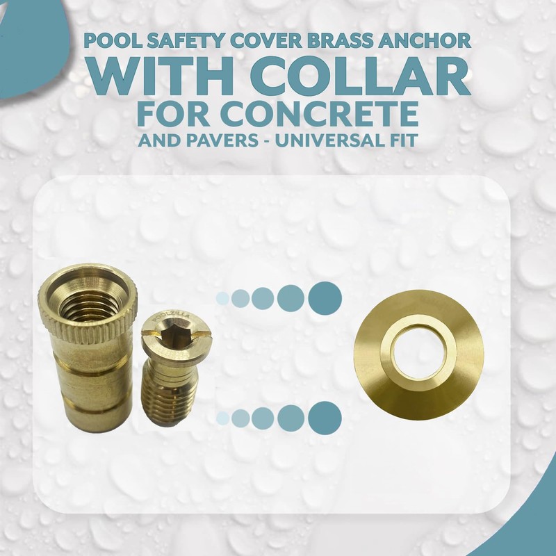 Katouigb Pool Safety Cover Brass Anchor with Beauty Collar Disc