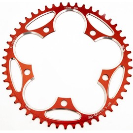 YBEKI 130 BCD Chainring 38T 40T 42T 44T 46T 48T 50T 52T 54T 56T 58T 60T Round Narrow Wide Single Chainwheel for 8 9 10 11 12 Speed Road Bike (red, 50T)
