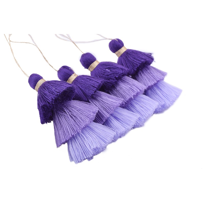 Konmay Bulk 20pcs Tri-Layered Tassels with Hanging Loop for Jewelry