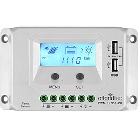 Offgridtec® PWM Pro charge controller series 12V / 24V, 10A - 45A with optional temperature sensor, 20A