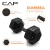 CAP Barbell 40 LB Coated Hex Dumbbell Weight with Black