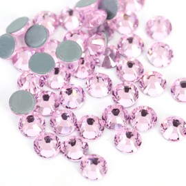 Wambere Pack of 1440 Hotfix Rhinestones, Crystals Flat Back Rhinestones Glass Glitter Stones Nail Art Gemstones Round Diamond, Hotfix Crystal Round Gemstones 1.9-2 mm, Pink