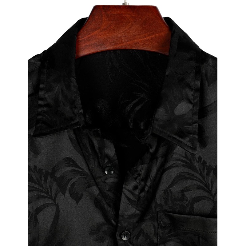 VATPAVE Mens Summer Jacquard Regular Fit Shirts Casual Button Down