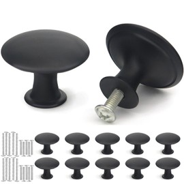 Misuyue Furniture Knobs, Black, 30 mm Cabinet Knobs, Modern Vintage with Screws, Pack of 10 Door Knobs for Drawer, Cabinet, Furniture, Kitchen Cabinets, Ward