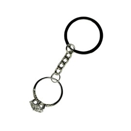 Keyring Compatible with Nenya Galadriel Water Ring or Diamond Ring Colour Silver Inspired Saga Lord of the Rings Gadget Car Accessories Gift Idea Magic Fantasy Cosplay Silver / Black One, Silver /
