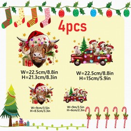 Christmas Animal Series Cow Pig Car Heat Transfer Vinyl Stickers Iron on Transfers Patches Decals HTV Decals Appliques for T Shirts DIY Clothes Fabric Craft Decorations