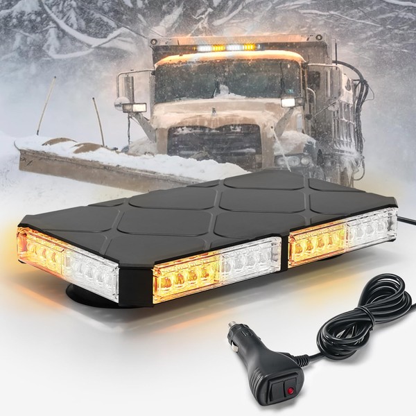 ELECHOI Amber/White Rooftop Magnetic Strobe Lights for Trucks, Emergency Beacon
