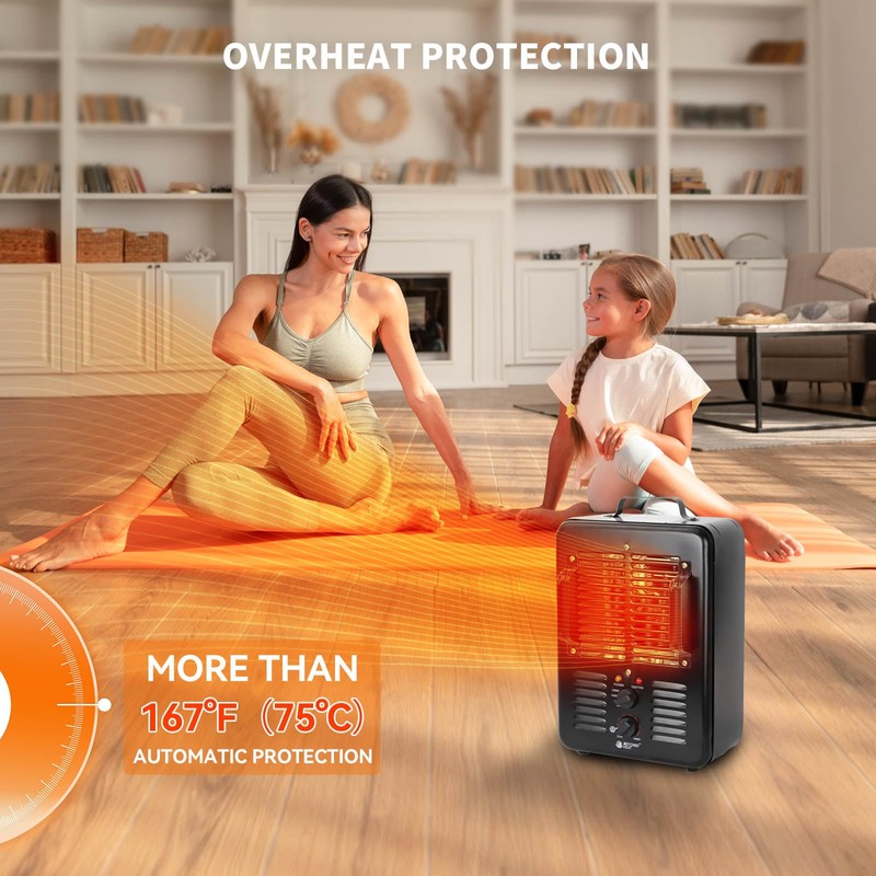BEYOND HEAT Milkhouse Space Heater, 1300W/1500W Electric Heater with Thermostat,