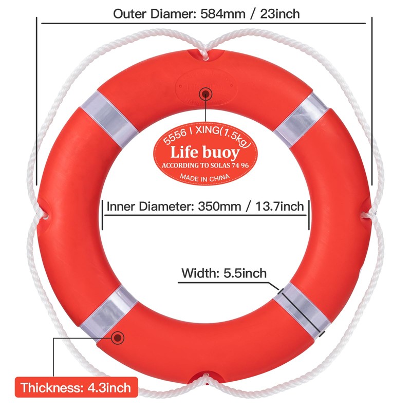 Life Ring Buoy w/ 98.4 FT Floating Rope, Boat &