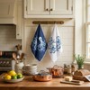 2Pcs Coastal Octopus Kitchen Towels Blue and White Octopus Hand