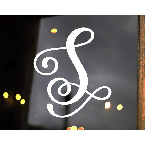 Monogram Letter Vinyl Decal V2 - Script Scroll Family Name