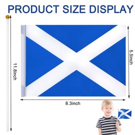 JUNEBRUSHS 20 Pcs Scotland Flag, 14x21cm Mini Handheld Flags Pocket National Flags 2024 Decorations (Scottish flags)